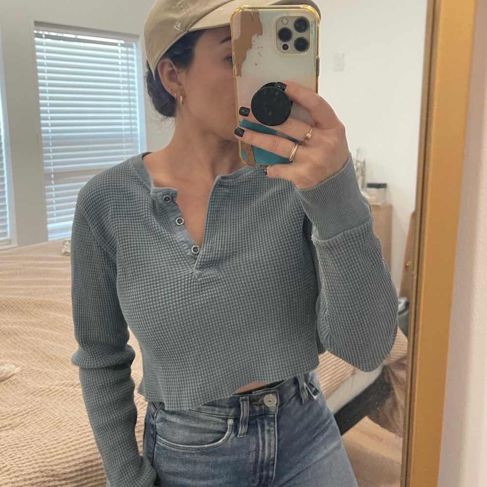 American giant waffle knit top